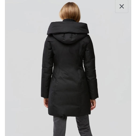 NWOT Soia & Kyo Camelia Slim Fit Brushed Down Coat with Leather Trims - Picture 5 of 15